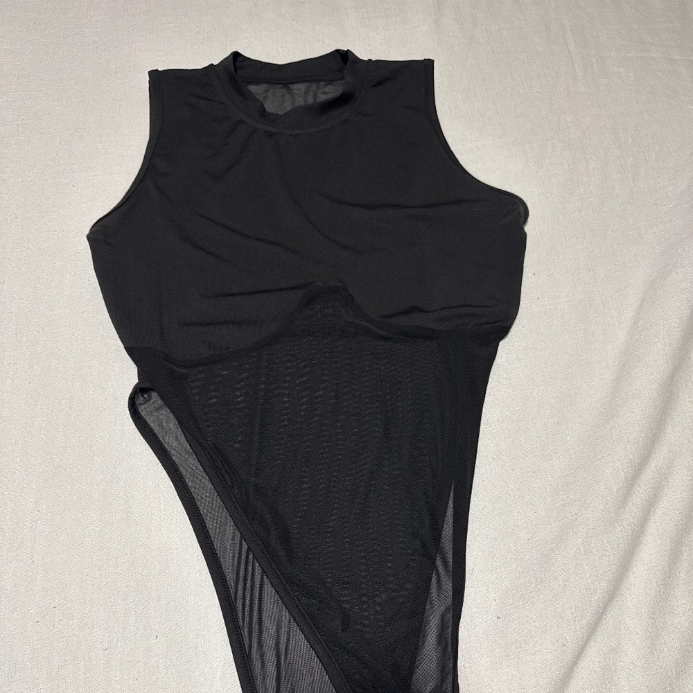 Black sheer body suit